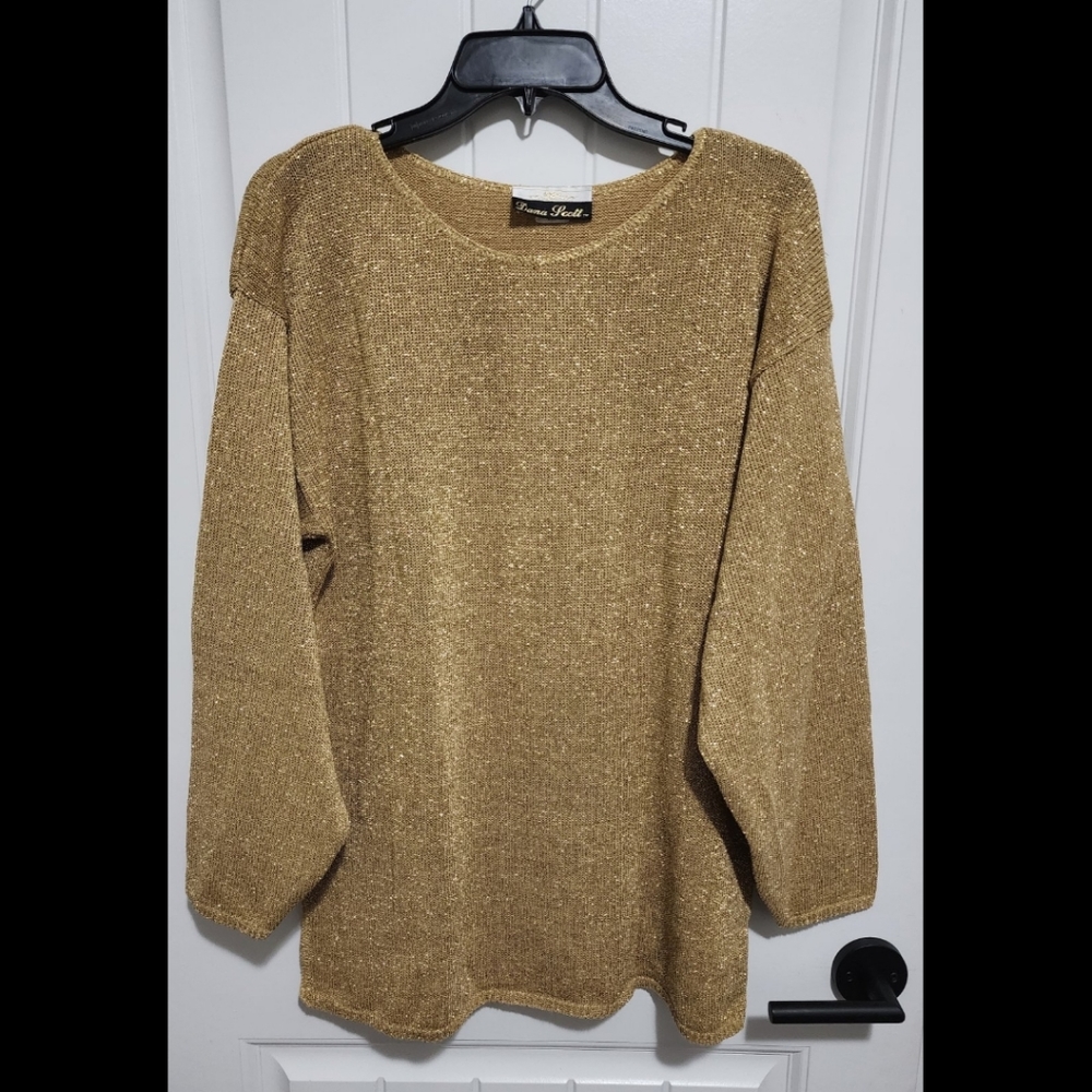 Dana Scott vintage gold sweater top acrylic lurex medium